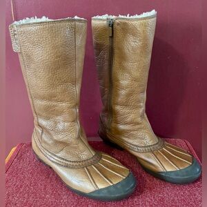 UGG BELFAIR WOMEN TALL WINTER BOOTS LEATHER CHESTNUT TAN US 9.5 EURO 40.5